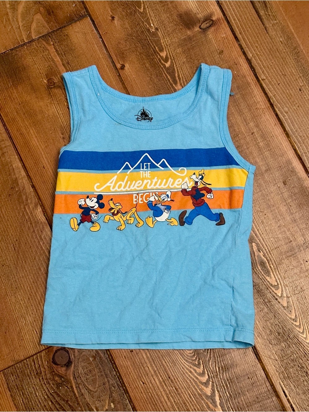 Disney Light Blue Striped 'Let The Adventure Begin' Kids Tank